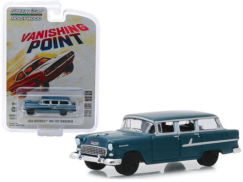 1955 Chevrolet Two-Ten Townsman Dark Blue "Vanishing Point" (1971) Movie "Hollywood Series" Release 24 1/64 Diecast Model Car by Greenlight