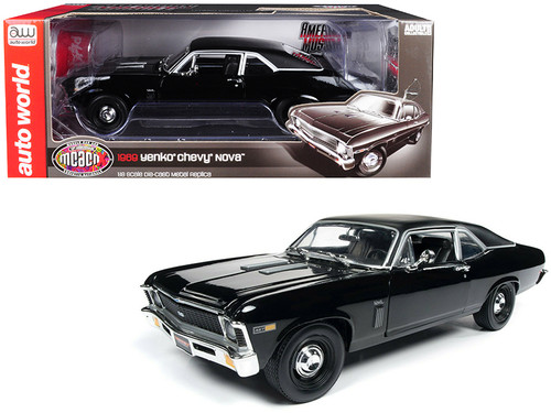 1969 Chevrolet Yenko Nova SS Gloss Black with Matt Black Top "MCACN" 10th Anniversary (Muscle Car & Corvette Nationals) Limited Edition to 1002 pieces Worldwide 1/18 Diecast Model Car by Autoworld
