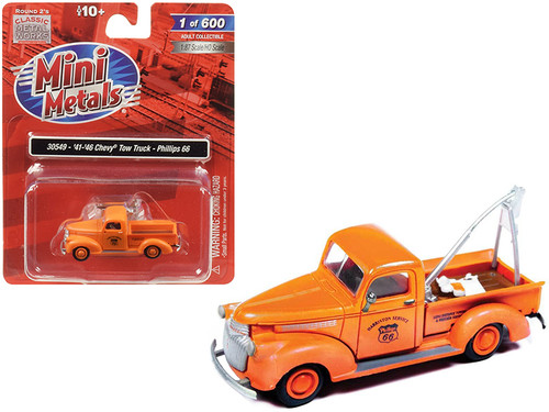 1941-1946 Chevrolet Tow Truck "Phillips 66" Orange 1/87 (HO) Scale Model Car by Classic Metal Works