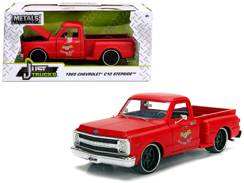 1969 Chevrolet C10 Stepside Pickup Truck Matt Red "Garage Nuts" "Just Trucks" Series 1/24 Diecast Model Car by Jada