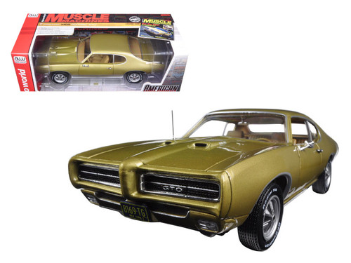 1969 Pontiac GTO Hardtop Antique Gold "Hemmings Muscle Magazine" Limited Edition to 1002pc 1/18 Diecast Model Car by Autoworld