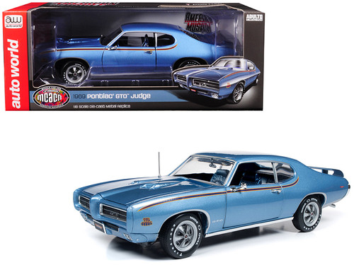 1969 Pontiac GTO Judge Warwick Blue "MCACN" 10th Anniversary Limited Edition to 1002 pieces Worldwide 1/18 Diecast Model Car by Autoworld