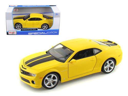 2010 Chevrolet Camaro RS SS Yellow with Black Stripes 1/24 Diecast Model Car by Maisto