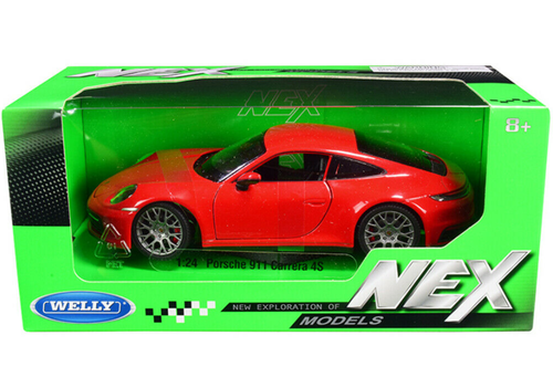 1/24 Welly Porsche 911 Carrera 4S Red Diecast Car Model