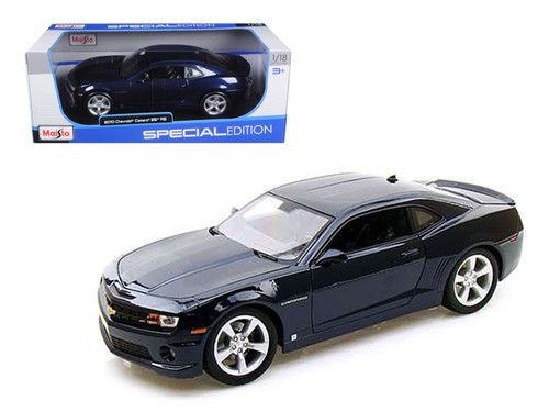 2010 Chevrolet Camaro RS SS Dark Blue with Silver Wheels 1/18 Diecast Model Car by Maisto