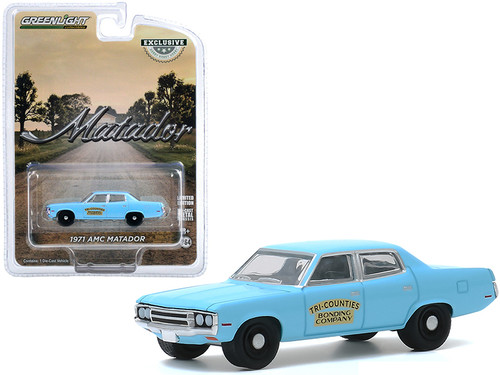1971 AMC Matador Bright Blue "Tri-Counties Bonding Company" "Hobby Exclusive" 1/64 Diecast Model Car by Greenlight