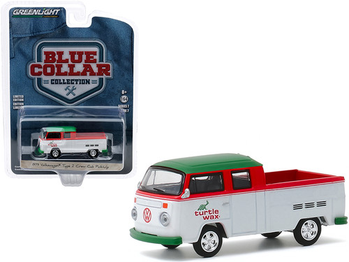 1979 Volkswagen Type 2 Crew Cab Pickup Truck "Turtle Wax" White and Red with Green Top "Blue Collar Collection" Series 7 1/64 Diecast Model Car by Greenlight