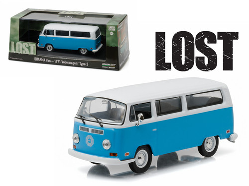 1971 Volkswagen Type 2 Van "Dharma" Blue and White "Lost" (2004-2010) TV Series 1/43 Diecast Model Car by Greenlight