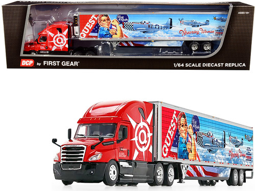 2018 Freightliner Cascadia High-Roof Sleeper Cab with 53' Wabash Reefer Refrigerated Trailer with Skirts "Quest Trucking" 1/64 Diecast Model by DCP/First Gear