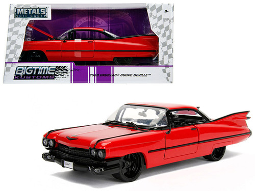 1959 Cadillac Coupe DeVille Red 1/24 Diecast Model Car by Jada