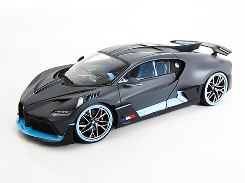 1/18 Bburago Bugatti Divo (Matte Gray with Blue Accents) Diecast Model Car