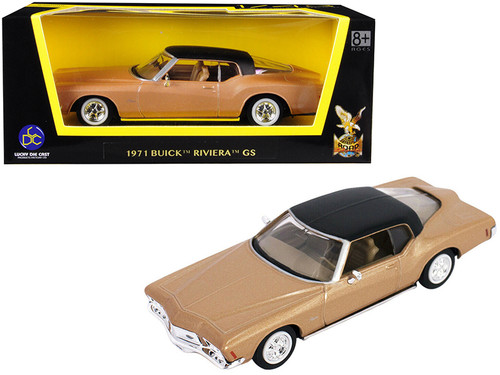 1971 Buick Riviera GS Gold with Black Top 1/43 Diecast Model Car by Road Signature