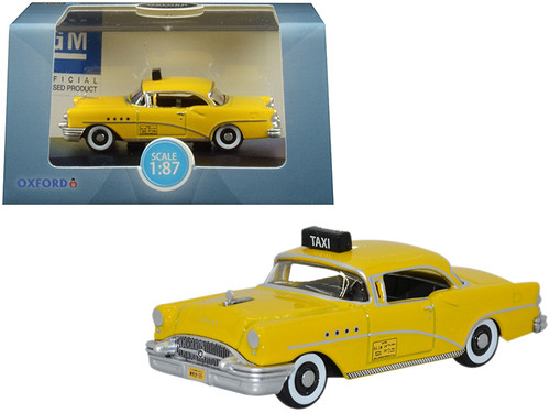 1955 Buick Century "New York City Taxi" Yellow 1/87 (HO) Scale Diecast Model Car by Oxford Diecast