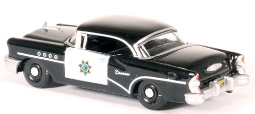 1955 Buick Century "California Highway Patrol" (CHP) Black 1/87 (HO) Scale Diecast Model Car by Oxford Diecast