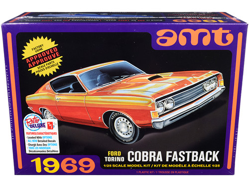 Skill 2 Model Kit 1969 Ford Torino Cobra Fastback 3-in-1 Kit 1/25 Scale Model by AMT