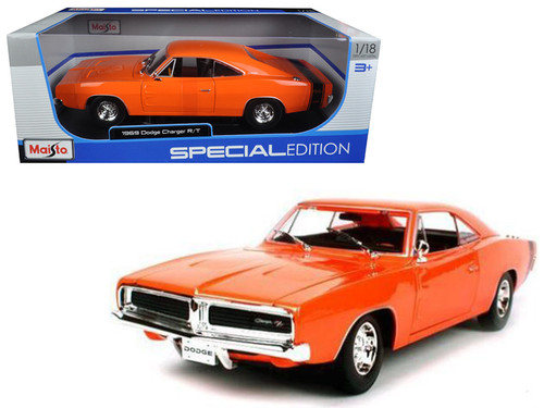 1969 Dodge Charger R/T Orange "Special Edition" 1/18 Diecast Model Car by Maisto