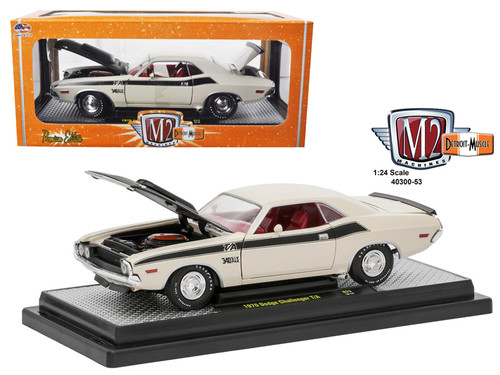 1970 Dodge Challenger T/A White with Flat Black Stripes 1/24 Diecast Model Car by M2 Machines