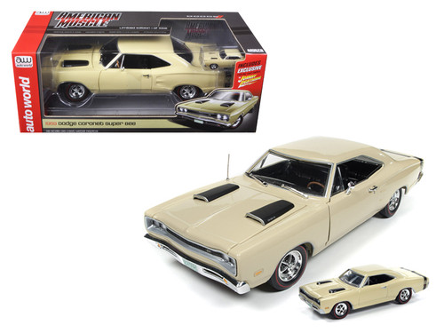 1969 Dodge Coronet Super Bee Y3 Cream 1/18 & 1/64 2 Pack Limited Edition to 1002pc Diecast Model Car by Autoworld
