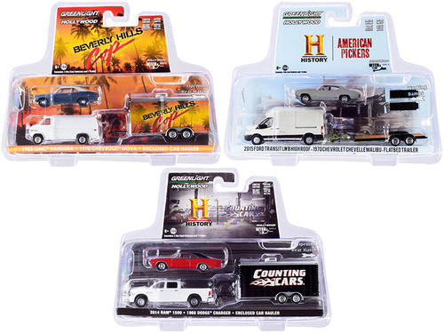 "Hollywood Hitch & Tow" Set of 3 pieces Series 8 1/64 Diecast Model Cars by Greenlight