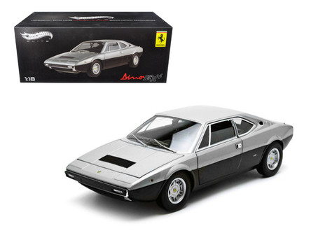 1973 Ferrari Dino 308 GT4 Silver/Black Elite Edition 1/18 Diecast Car Model  by Hotwheels