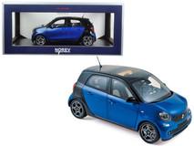 2015 Smart For Four Black and Blue 1/18 Diecast Model Car by Norev