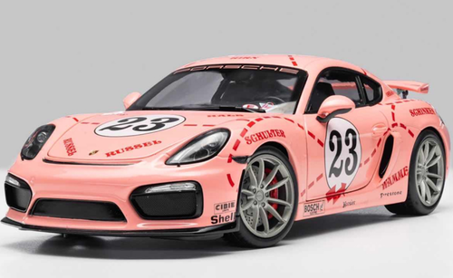 1/18 Schuco Porsche Cayman GT4 #23 Pink Pig Edition Diecast