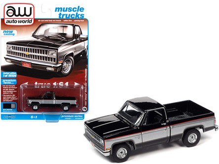 1981 Chevrolet Silverado 10 Fleetside Pickup Truck Midnight Black and  Silver Metallic 