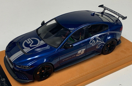 1/18 VAV Jaguar XE SV Project 8 in Blue with Alcantara Base