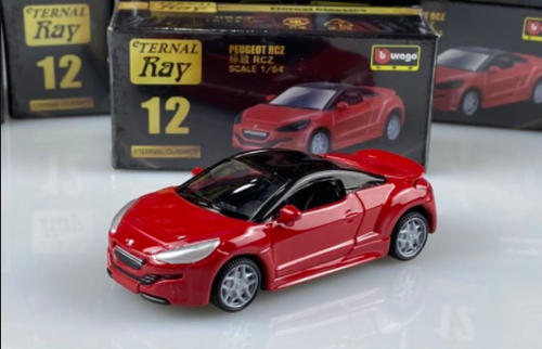 1/64 bburago Peugeot RCZ Blanc Noir Red Diecast Car Model