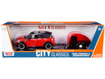 Mini Cooper S Countryman with Travel Trailer Red and Black "City Classics" Series 1/24 Diecast Model Car by Motormax