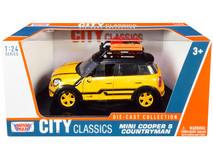 Mini Cooper S Countryman with Roof Rack and Accessories Yellow Metallic and Black "City Classics" Series 1/24 Diecast Model Car by Motormax