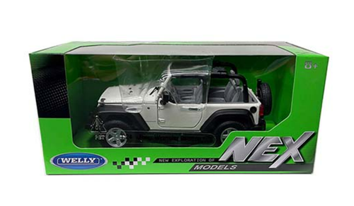 Welly 1:24 Jeep Wrangler Rubicon Hardtop 2007, Modellino Diecast, Colori Verde/rosso/bianco
