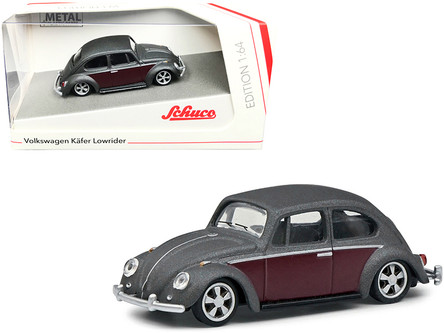 Volkswagen Beetle Lowrider Matt Gray Metallic with Burgundy Sides