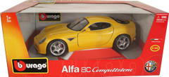 1/18 BBurago Alfa Romeo 8c Competizione (Yellow) Diecast Car Model