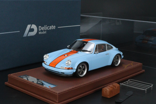 1/18 Delicate Model Porsche 911 Singer 964 (Gulf Light Blue with Orange  Strip) Resin Car Model