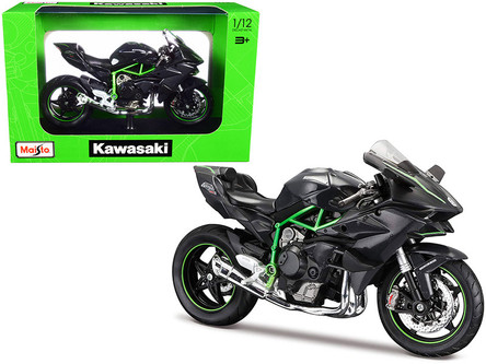 Kawasaki Ninja H2 R Black and Carbon with Plastic Display Stand 1/12  Diecast Motorcycle Model by Maisto