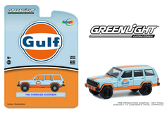 1/64 Greenlight Indonesia Exclusive 1986 Jeep Cherokee Wagoneer GULF Livery Limited Edition Diecast Car Model