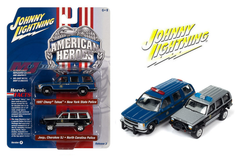 1/64 Johnny Lightning American Heroes 1997 Chevrolet Tahoe New York State Police & Jeep Cherokee XJ North Carolina Police Diecast Car Models