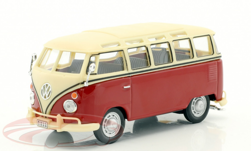 1/43 Cararama Volkswagen VW T1 Samba Bus (Red & Cream White) Car