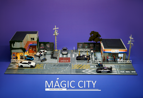 1/64 Magic City Japan Amemiya Car Repair Shop & Ampm Supermarket