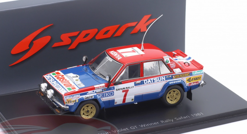 1/43 Spark Datsun Violet GT No.7 Winner Rally Safari 1981 S. Mehta - M.  Doughty Car Model