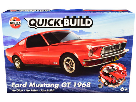 Skill 1 Model Kit Ford Mustang GT Orange Snap Together Painted Plastic  Model Car Kit by Airfix Quickbuild