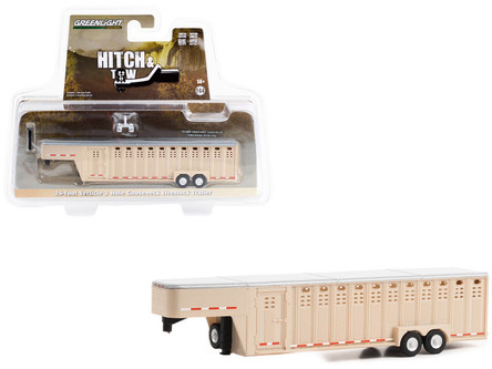 26-Foot Vertical Three Hole Gooseneck Livestock Trailer Beige