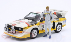 1/18 AUTOart 1986 Audi Quattro S1 #2 4th Rallye Monte Carlo Audi Sport Walter Röhrl, Christian Geistdörfer Special Edition Car Model with Figure