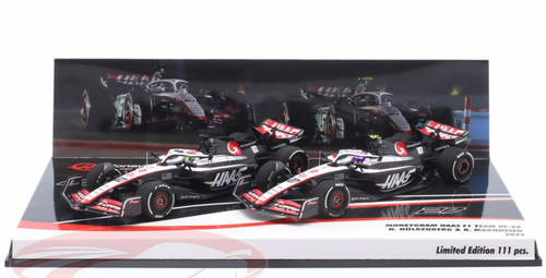 1/43 Minichamps 2023 Formula 1 2-Car Set Nico Hülkenberg #27 & Kevin  Magnussen #20 Haas F1 Team Model Cars