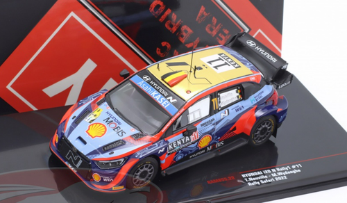 1/43 Ixo Hyundai i20 N Rally1 #11 Rallye Safari Hyundai Shell Mobis WRT  Thierry Neuville, Martijn Wydaeghe Car Model