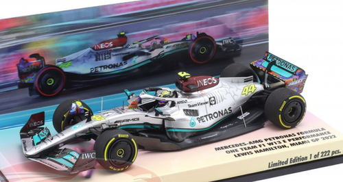 1/43 Minichamps 2022 Formula 1 Lewis Hamilton Mercedes-AMG F1 W13 #44 6th  Miami GP Car Model