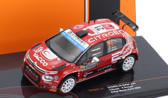 1/43 Ixo 2023 Citroen C3 Rally2 #21 9th Rallye Monte Carlo PH-Sport Yohan Rossel, Arnaud Dunand Car Model