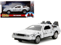 DMC DeLorean Time Machine Brushed Metal (Frost Version) "Back to the Future" (1985) Movie "Hollywood Rides" Series 1/32 Diecast Model Car by Jada