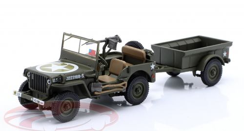 1/43 Ixo Jeep Willys MB US Army with Trailer (Dark Olive
